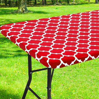 Shein Rectangular Waterproof Stretch 6ft Tablecloth Red