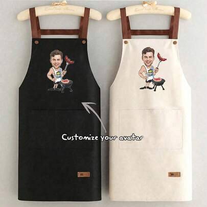Shein Customized Chef Cooking Kitchen Apron Beige, Multicolor
