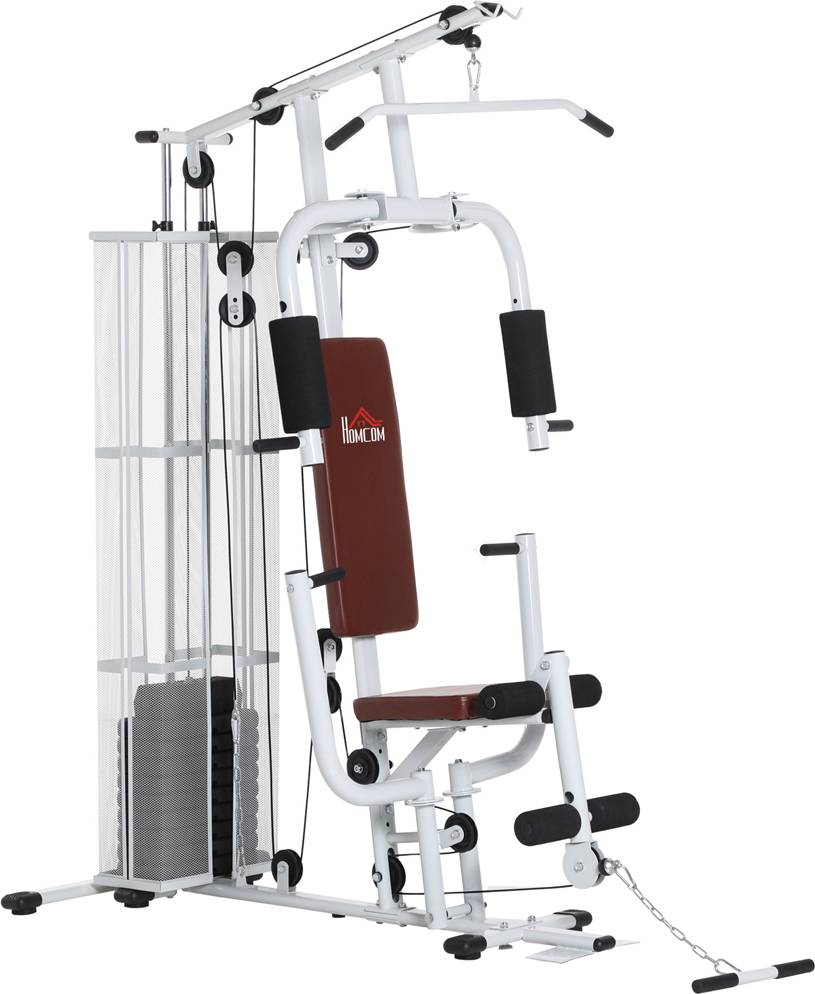 Home gym Homcom Multi Exercise White Home Gym Workout Station