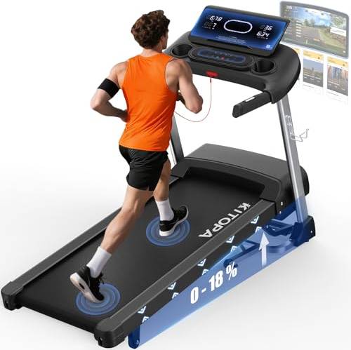 Treadmill with incline Kitopa Foldable Treadmill Auto Incline 18 Percent