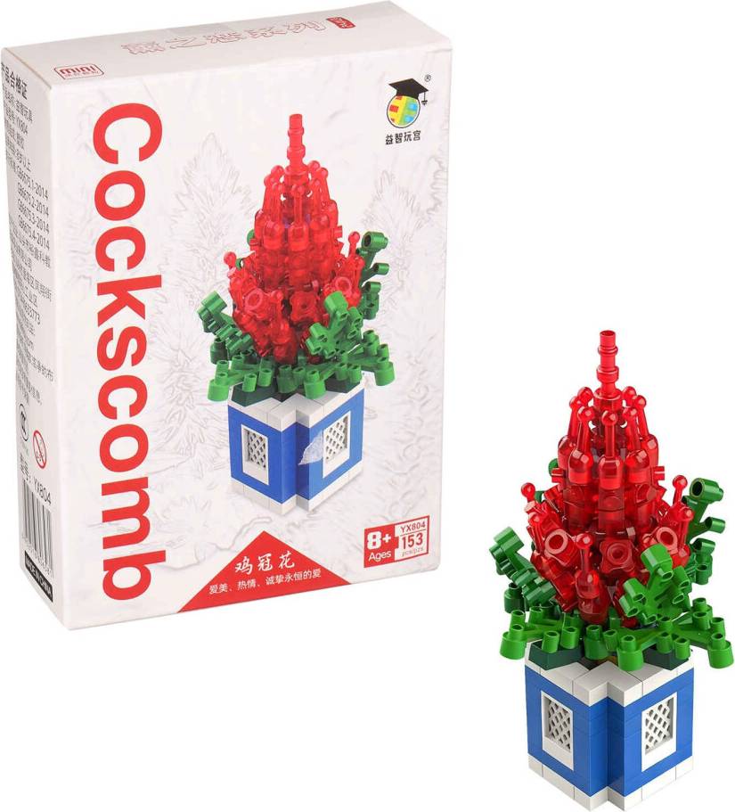 Mini Building Blocks Red DIY Flower Bonsai Micro Bricks Set 153pcs