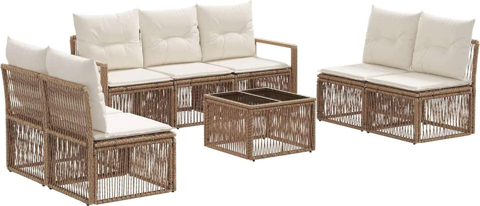 vidaXL Gartensofa Set 8 Pcs Beige Poly-Rattan Lounge-Set