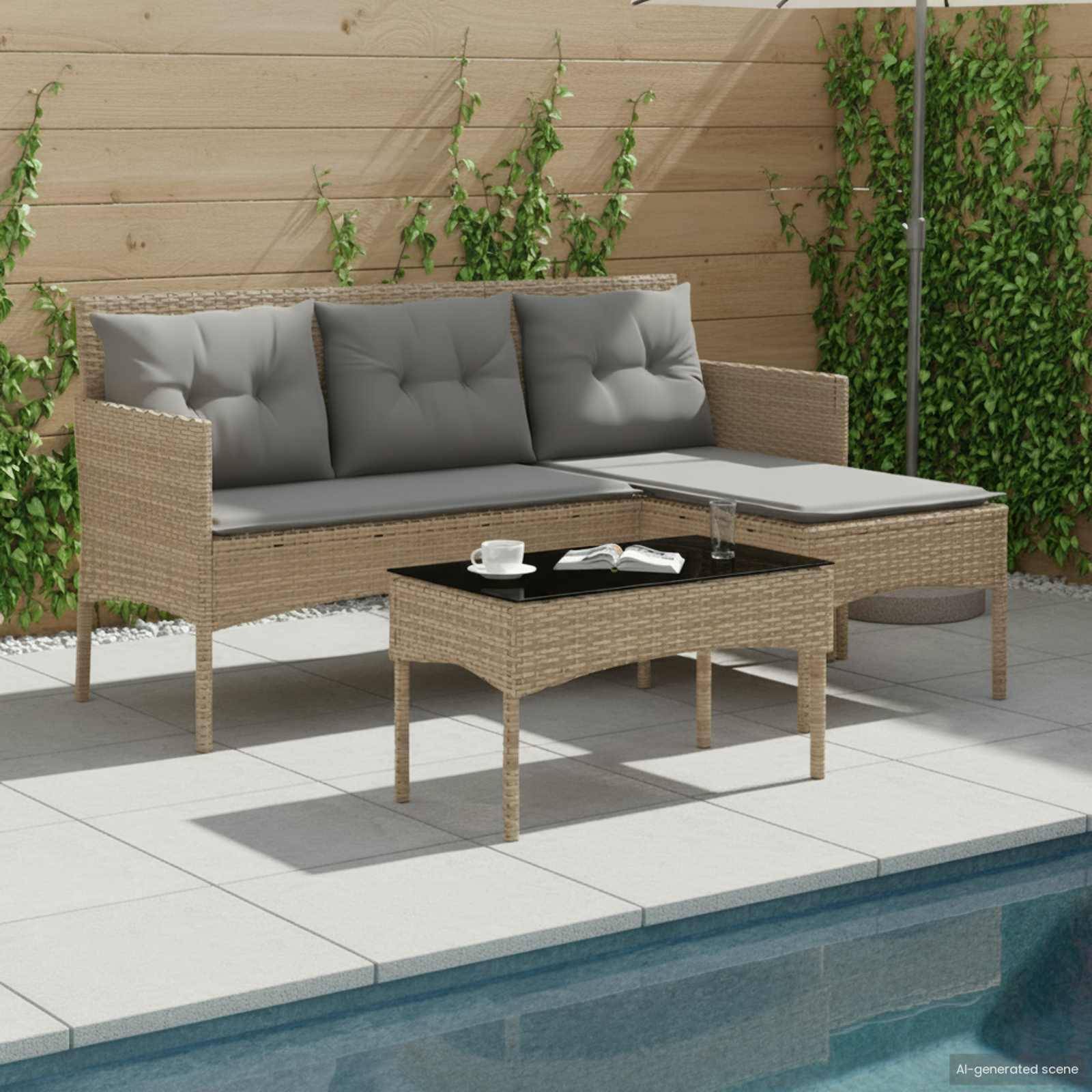 vidaXL Gartensofa Set 2 Tlg Poly Rattan Lounge-Set