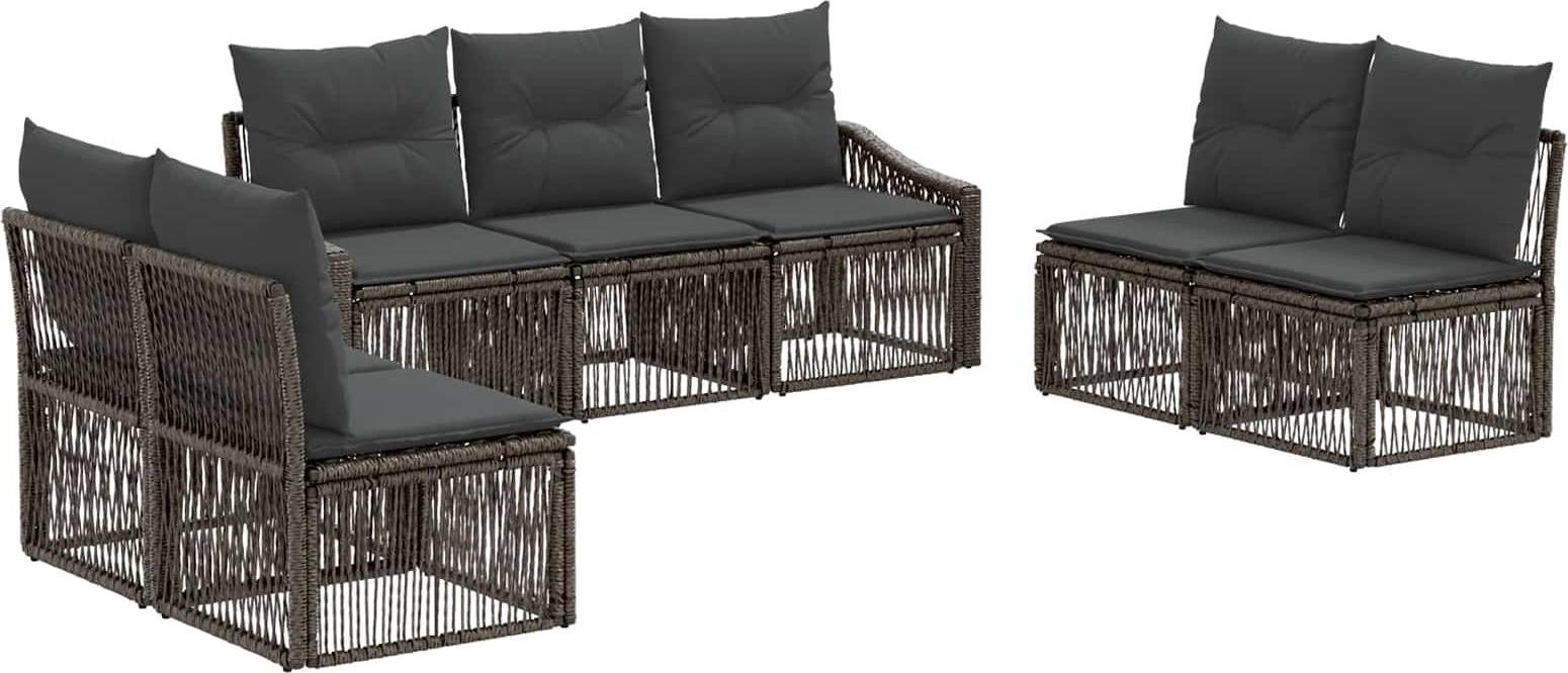vidaXL Gartensofa Set 7 Pcs Grau Poly-Rattan