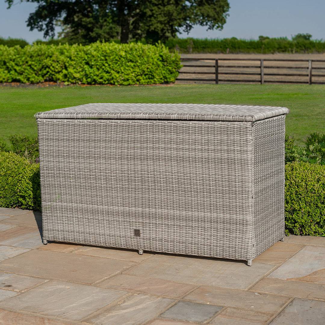 Large garden storage box Ebern Designs Large Rattan Storage Box