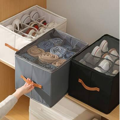 Shein Foldable Fabric Box With Lid Shoe Rack