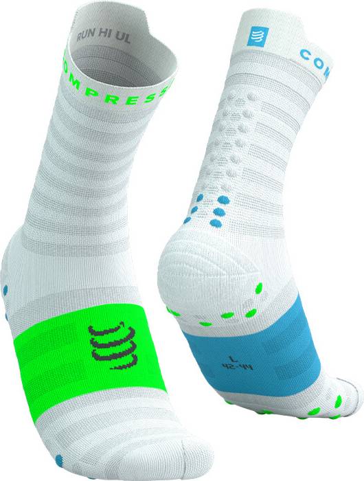 Pro Racing V4.0 Ultralight Run High Socks - White/Neon Green