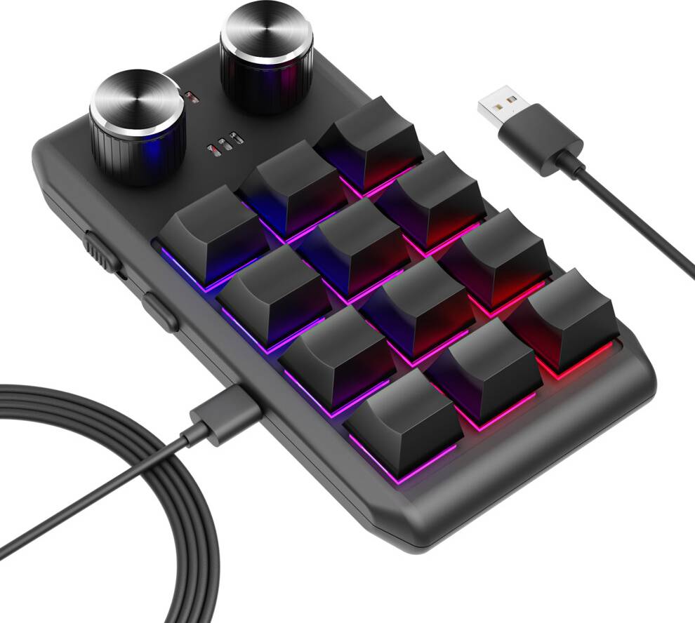 Red switch gaming keyboard Wireless One-Handed Gaming Keyboard 12-Key Red Switch