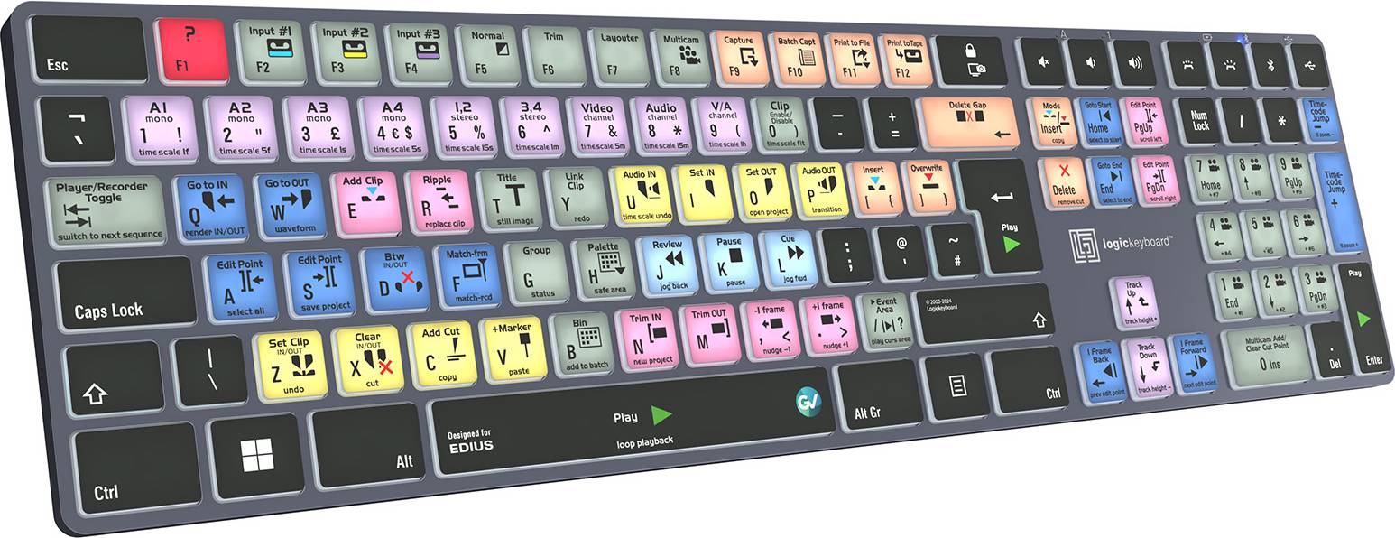 LogicKeyboard Edius Titan Wireless Backlit Windows Keyboard