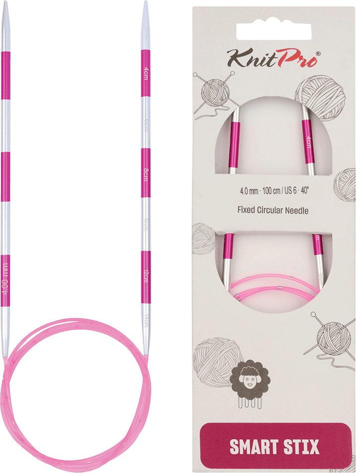 Knitpro SmartStix Rundstickor Aluminium 100cm Rosa
