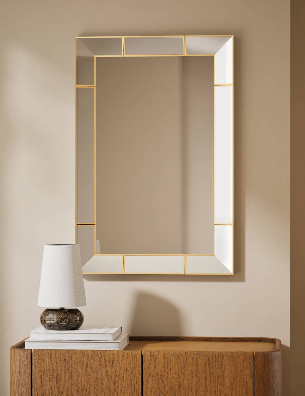 M&S Bevelled Rectangular Gold Wall Mirror