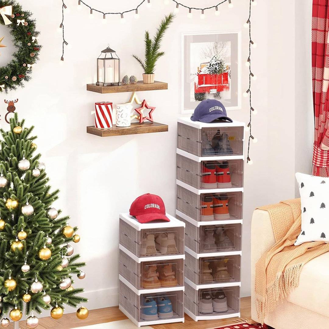 Rebrilliant 6 Pair Storage Box Grey Shoe Rack