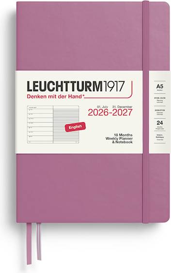 Adlibris Weekly Planner Notebook 18m A5 Dusty Rose