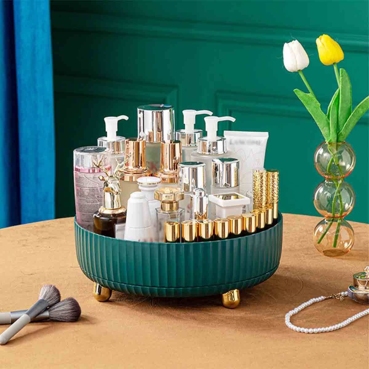 LivingAndHome Rotating Round Spice Storage Rack 22x7.5cm