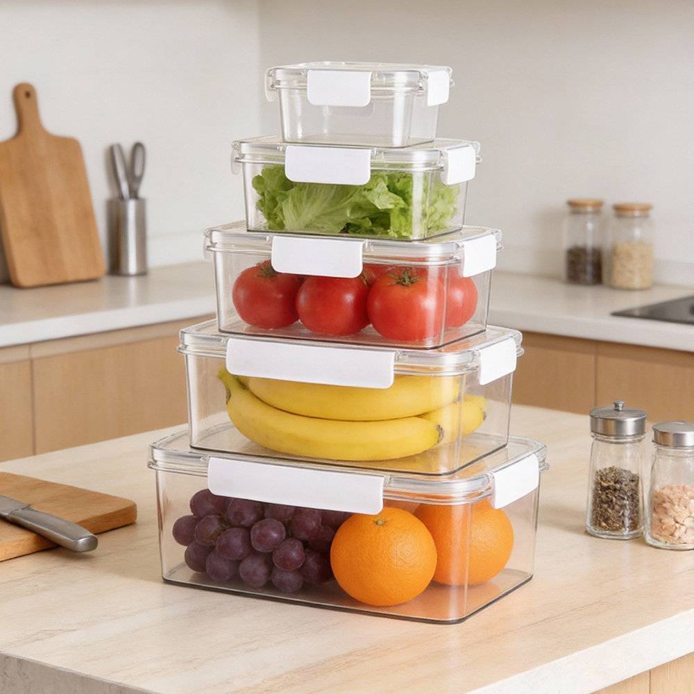 Plastic storage containers with lids Belfry Kitchen 5Pcs Fridge Storage Containers with Lids Food Container