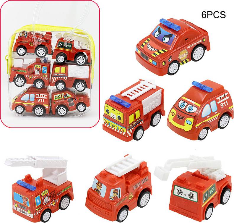 Cartoon Mini Pull Back Car Set 6 Pack