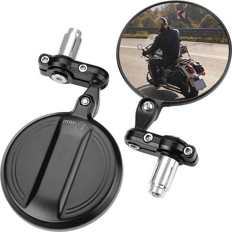 Kemimoto Motorcycle Handlebar End Rear View Side Mirror