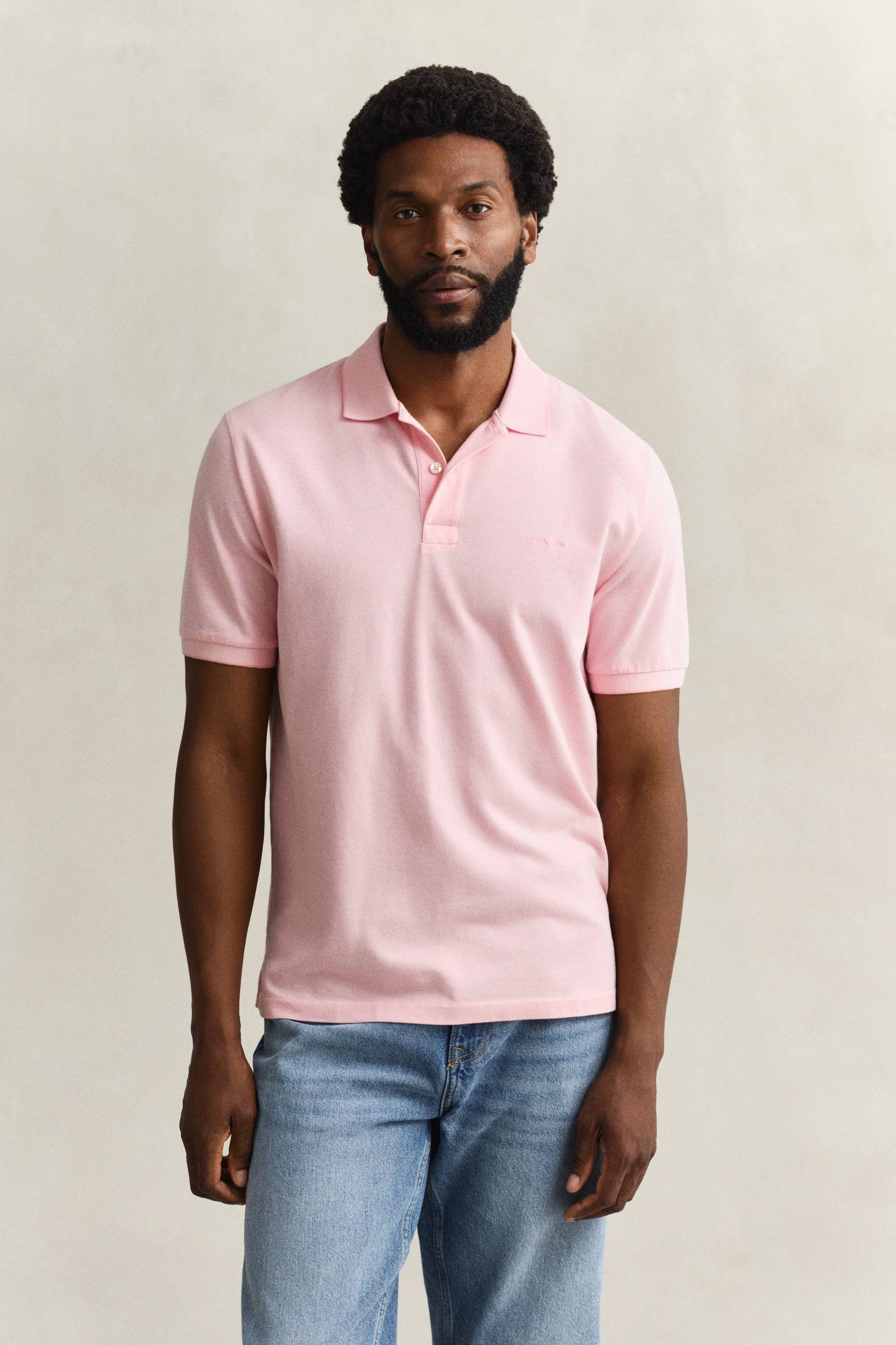 Gant Herr Tvåfärgad Pikétröja Washed Rosa