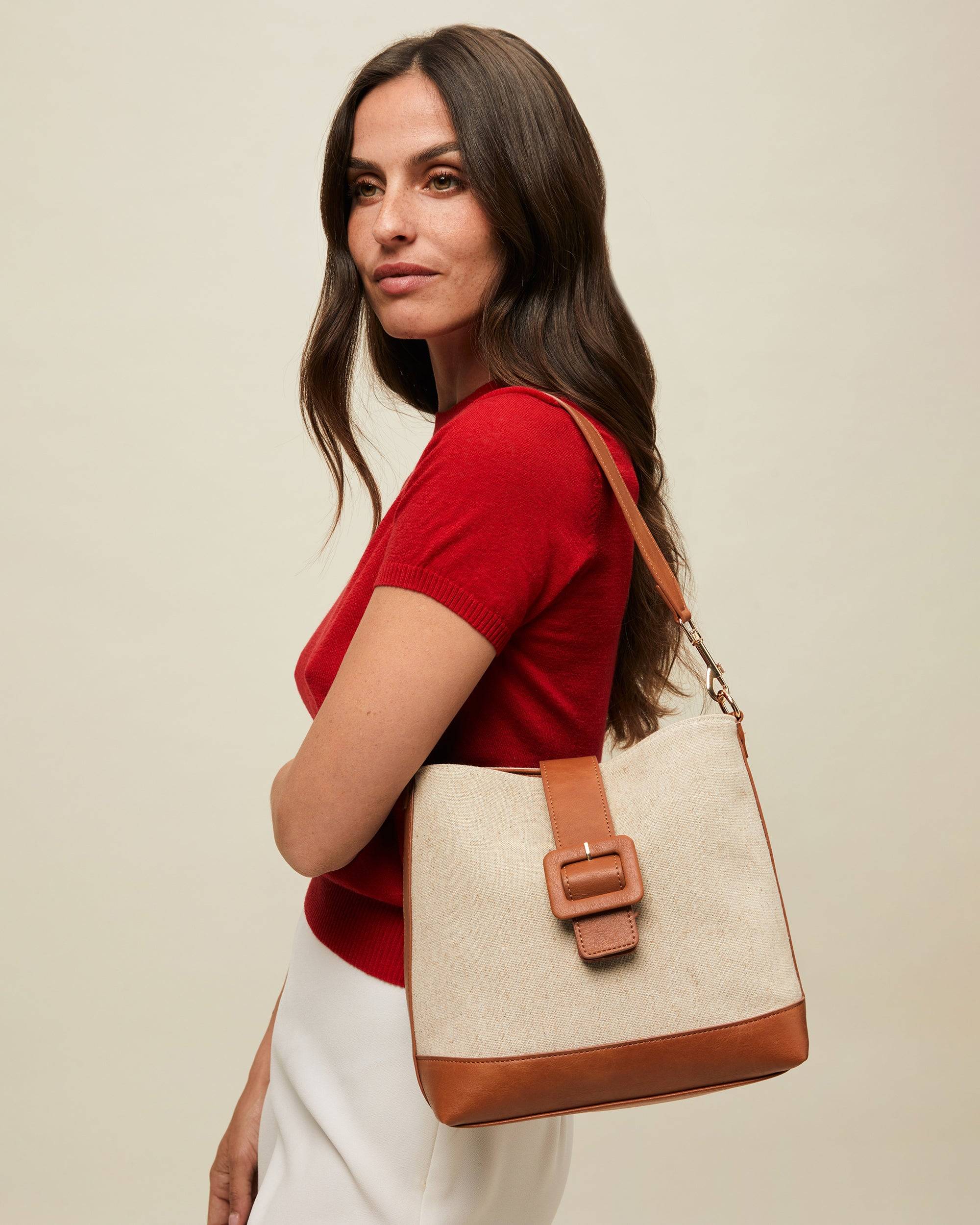 Sora Raffia Effect Shoulder Bag Removable Strap - Natural