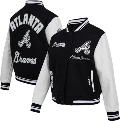 Pro Standard Black Atlanta Braves Pearls Rib Wool Jacket