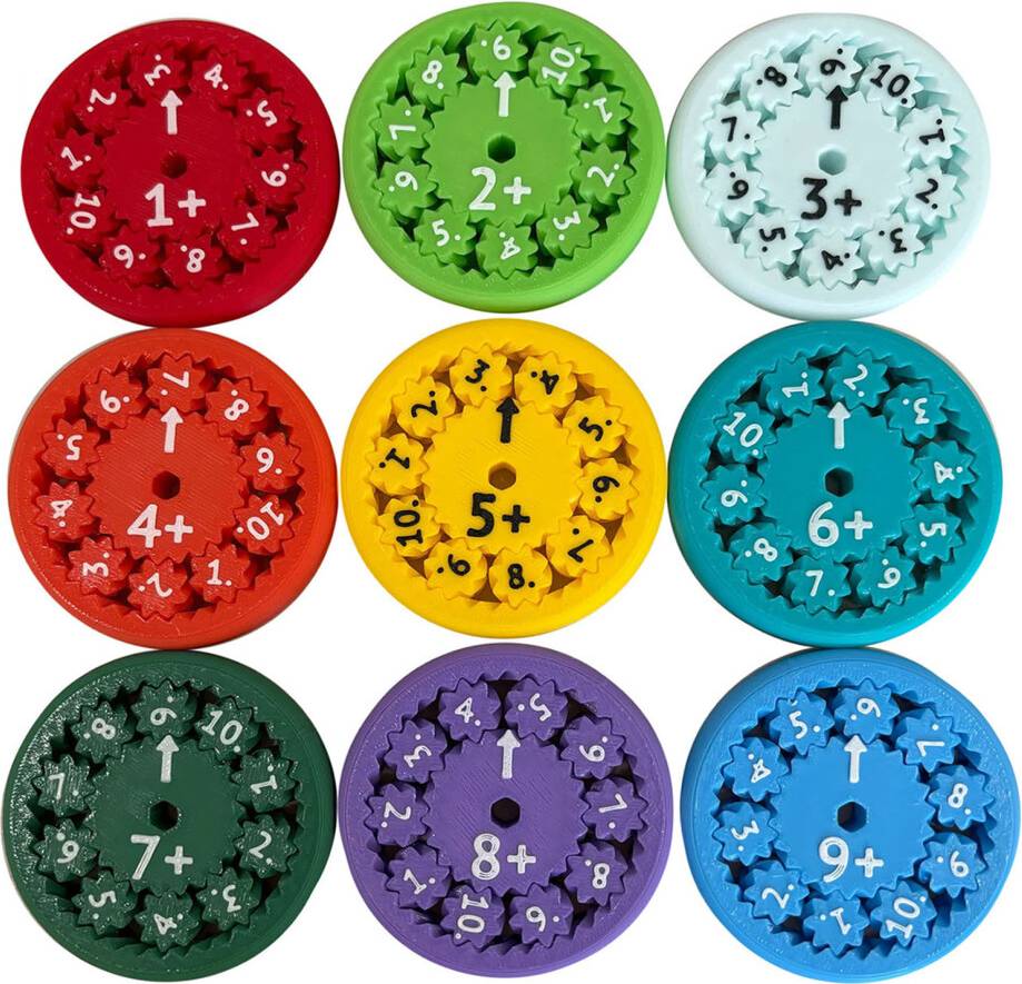 Math Facts Fidget Toys Fingertip Rotating Number Game 9PCS