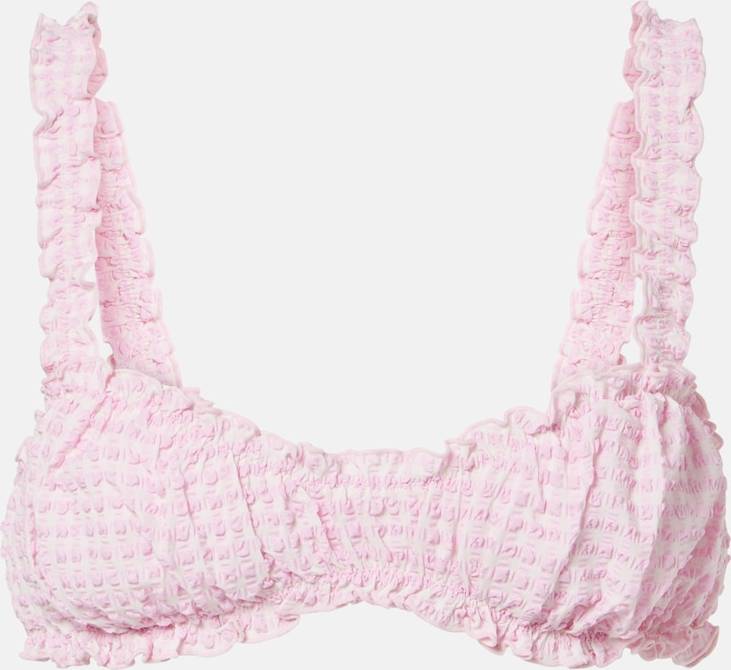 SIMKHAI Ruffled Checked Bikini Top - Pink
