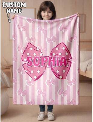 Shein Customized Personalized Patterned Text Blanket Blankets Multicolor