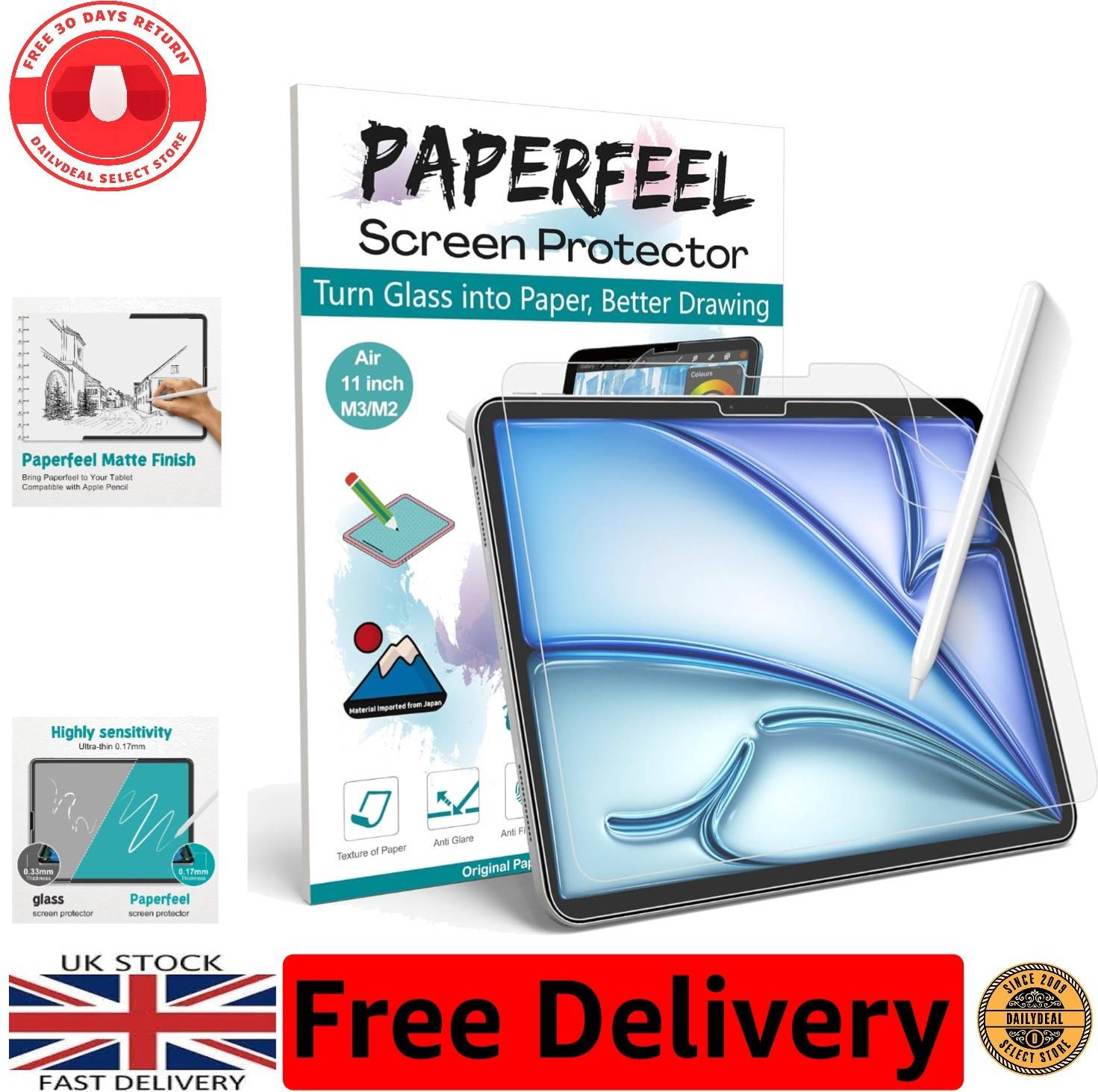 PAPERFEEL 2 Pack Screen Protector For Ipad Air 11 Inch
