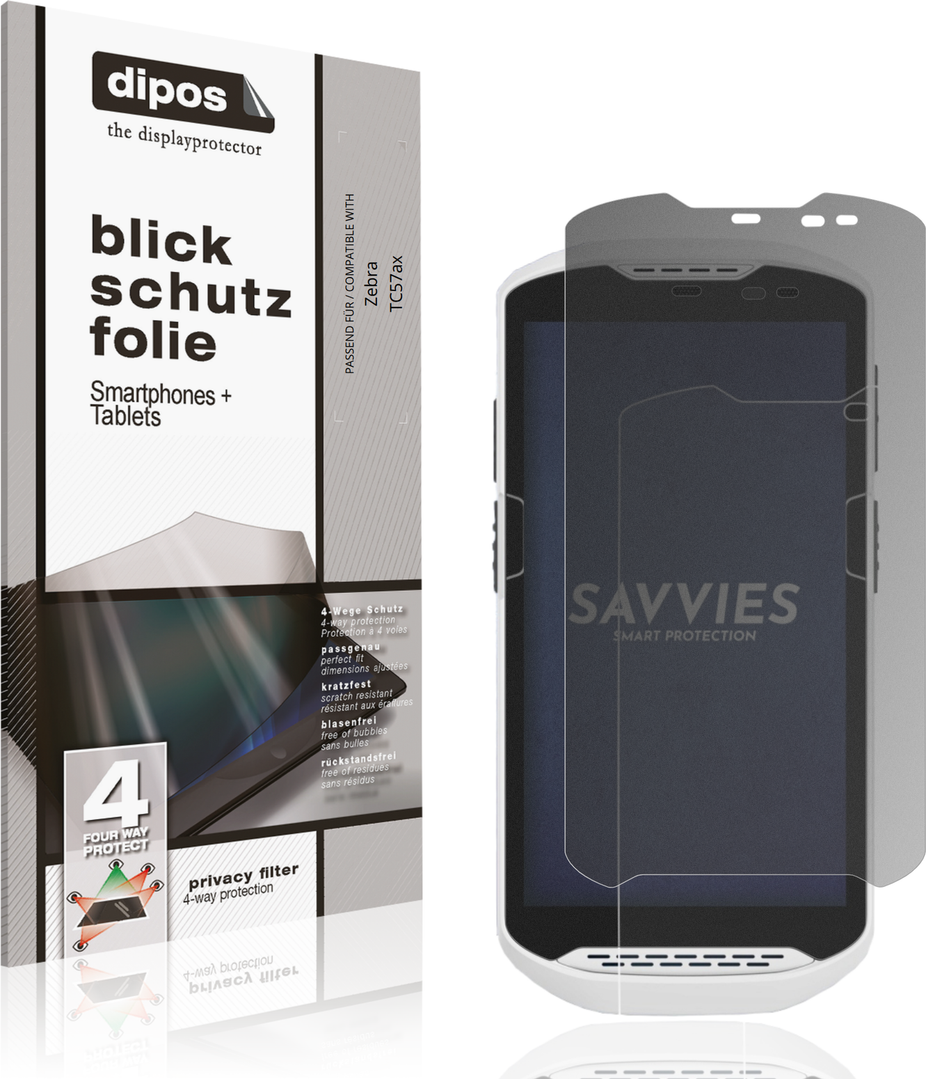 Dipos Zebra TC57AX Privacy Filter Screen Protector