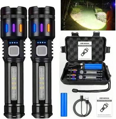 Rechargeable led flashlight Shein 2pcs USB Rechargeable LED Flashlight