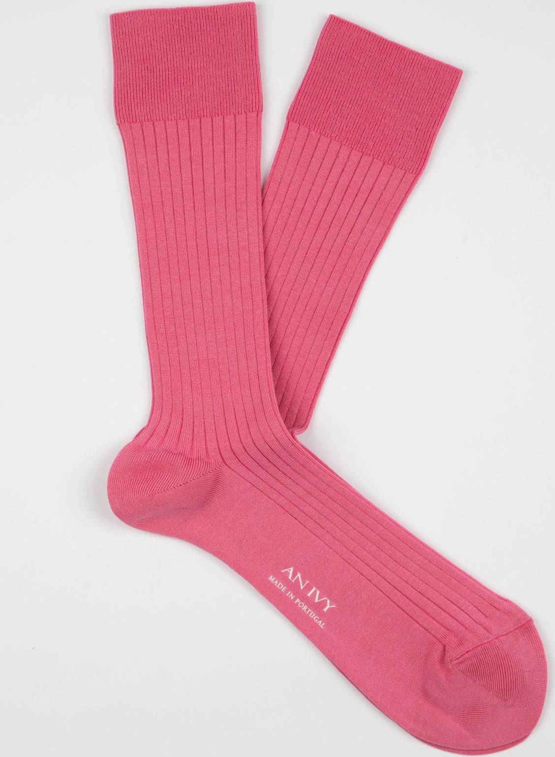 Pink Ribbed Cotton Socks