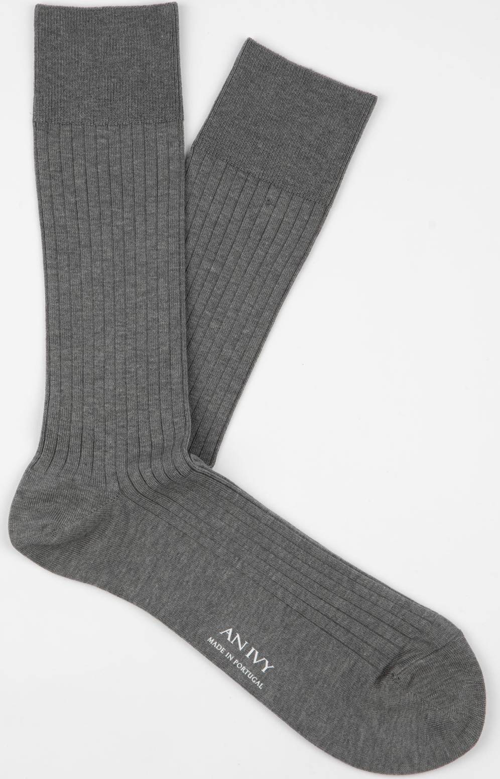 Light Grey Ribbed Cotton Socks