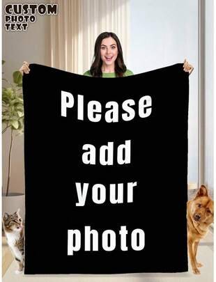 Shein Custom Photo Blanket With Text Blankets Multicolor