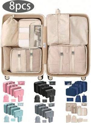 Shein 8pcs Luggage Packing Cubes With Compression Storage