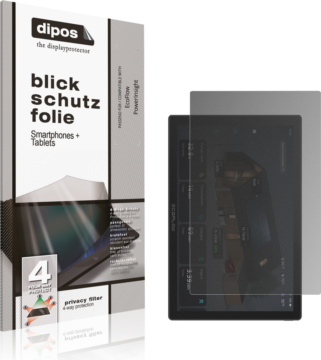 Dipos Ecoflow Powerinsight Privacy Filter 4-Way Screen Protector