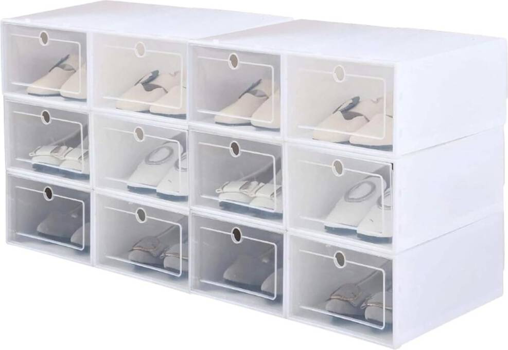 Storage boxes for shelves Fernvale Stackable Storage Boxes 12-Pack Shoe Rack