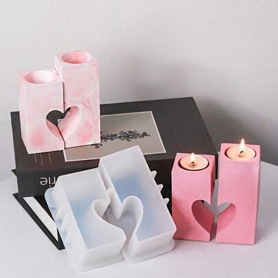 Shein Rectangular Heart Patchwork Silicone Candle Mold