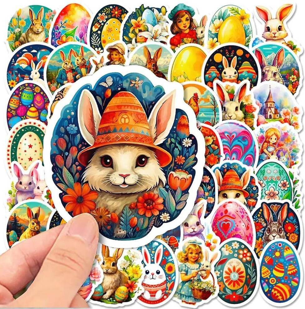 Cute Easter Rabbit Animal Sticker Pack 50pcs