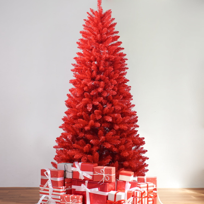 7ft christmas tree Euroco 7FT Red Pure Red PVC Tree Christmas Tree