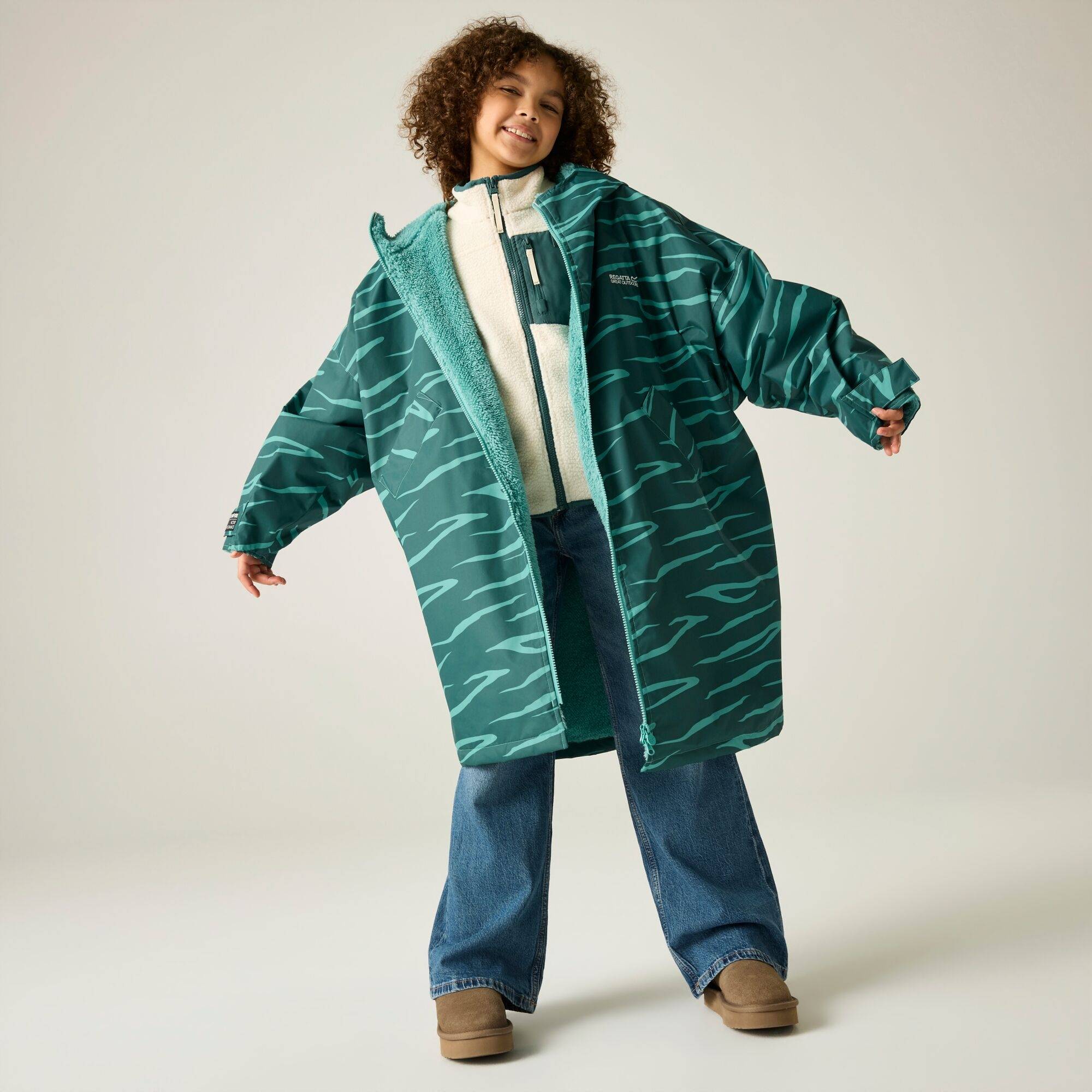 Regatta Junior Changing Robe Waterproof Zebra - Turquoise/Green