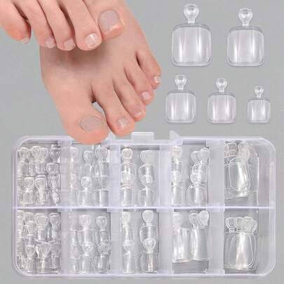 Short fake nails Shein Solid Color Transparent Short Fake Toenails
