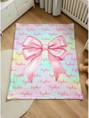 Shein Customized Personalized Patterned Text Blanket Blankets Multicolor