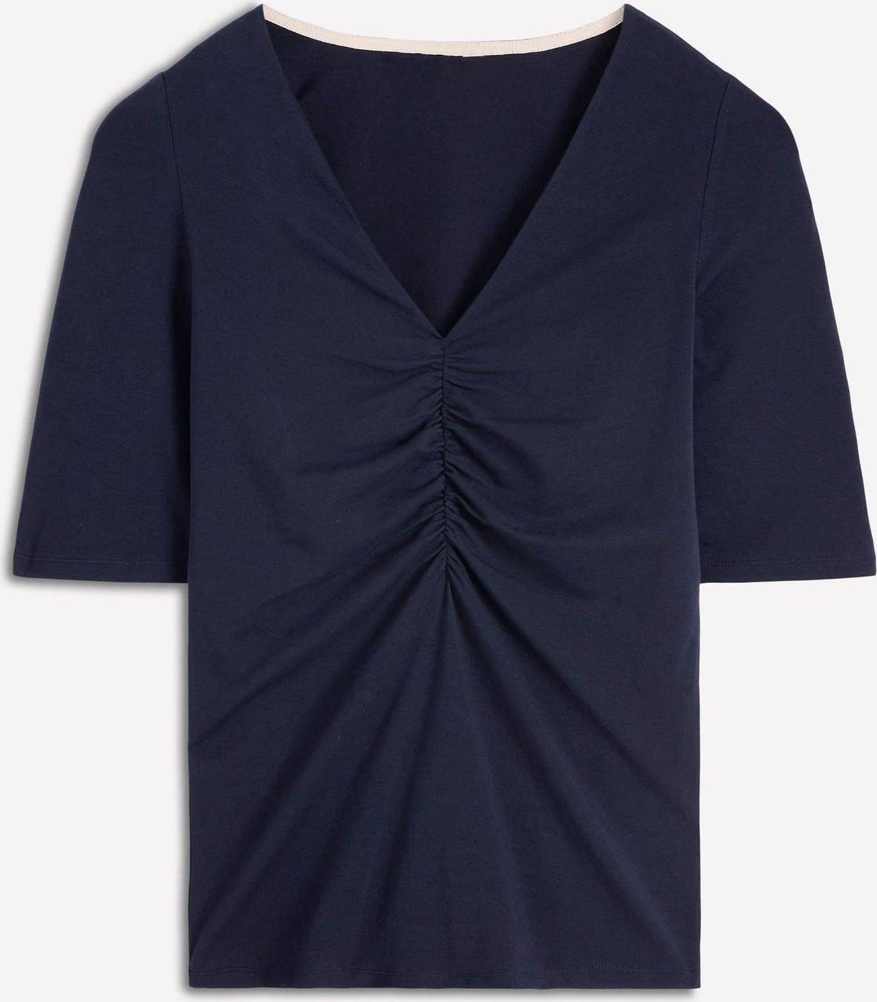Boden Ruched Detail V-Neck Top - Blue