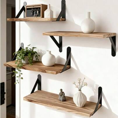 Bohemian Wooden Mounted Storage Rack