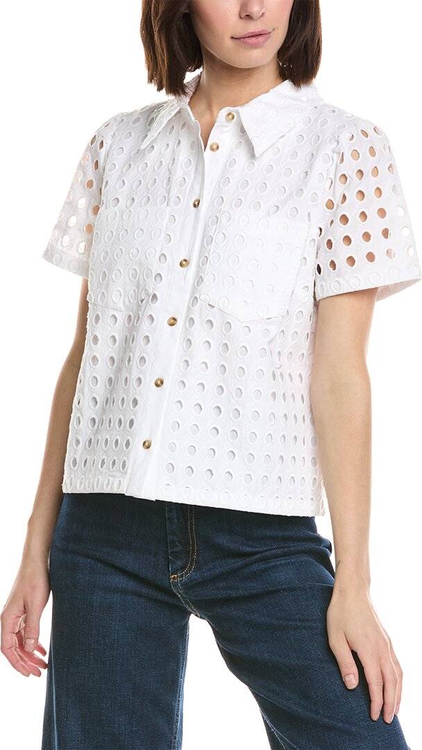 Button down shirts for women CeCe Collared Button Down Swing Top