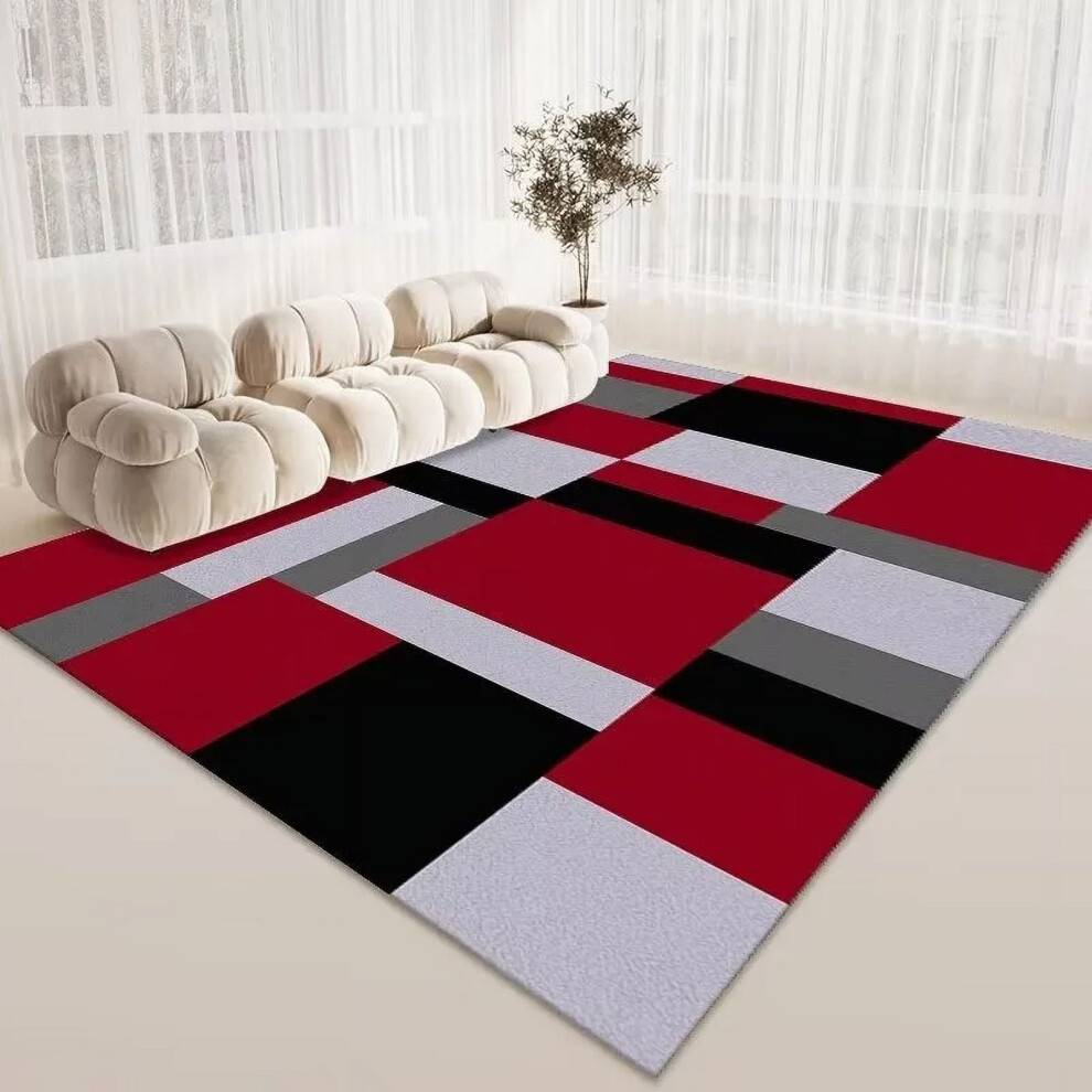 Large grey rugs for living room European Luxury Plaid Carpet Rug Grey
