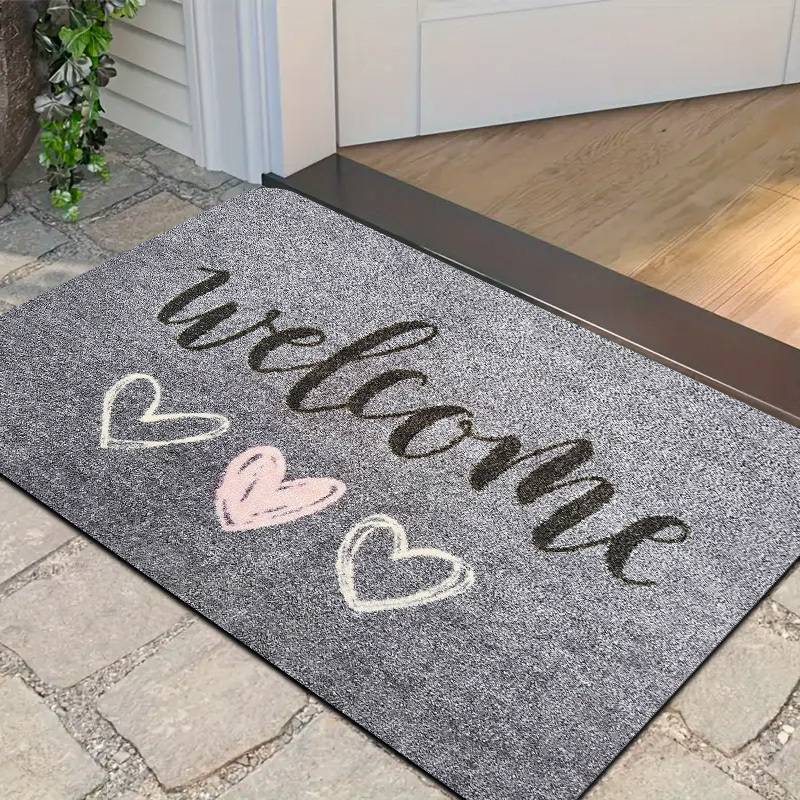 Handwritten Welcome Heart Patterned Doormat