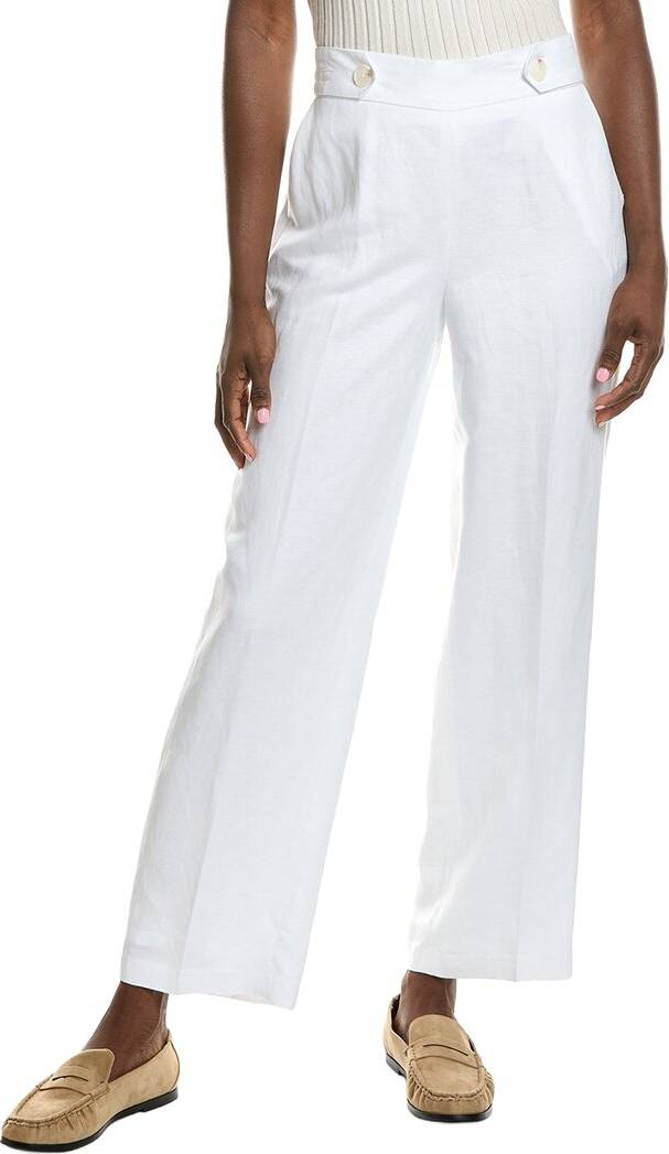 High Rise Linen-Blend Wide Leg Pant
