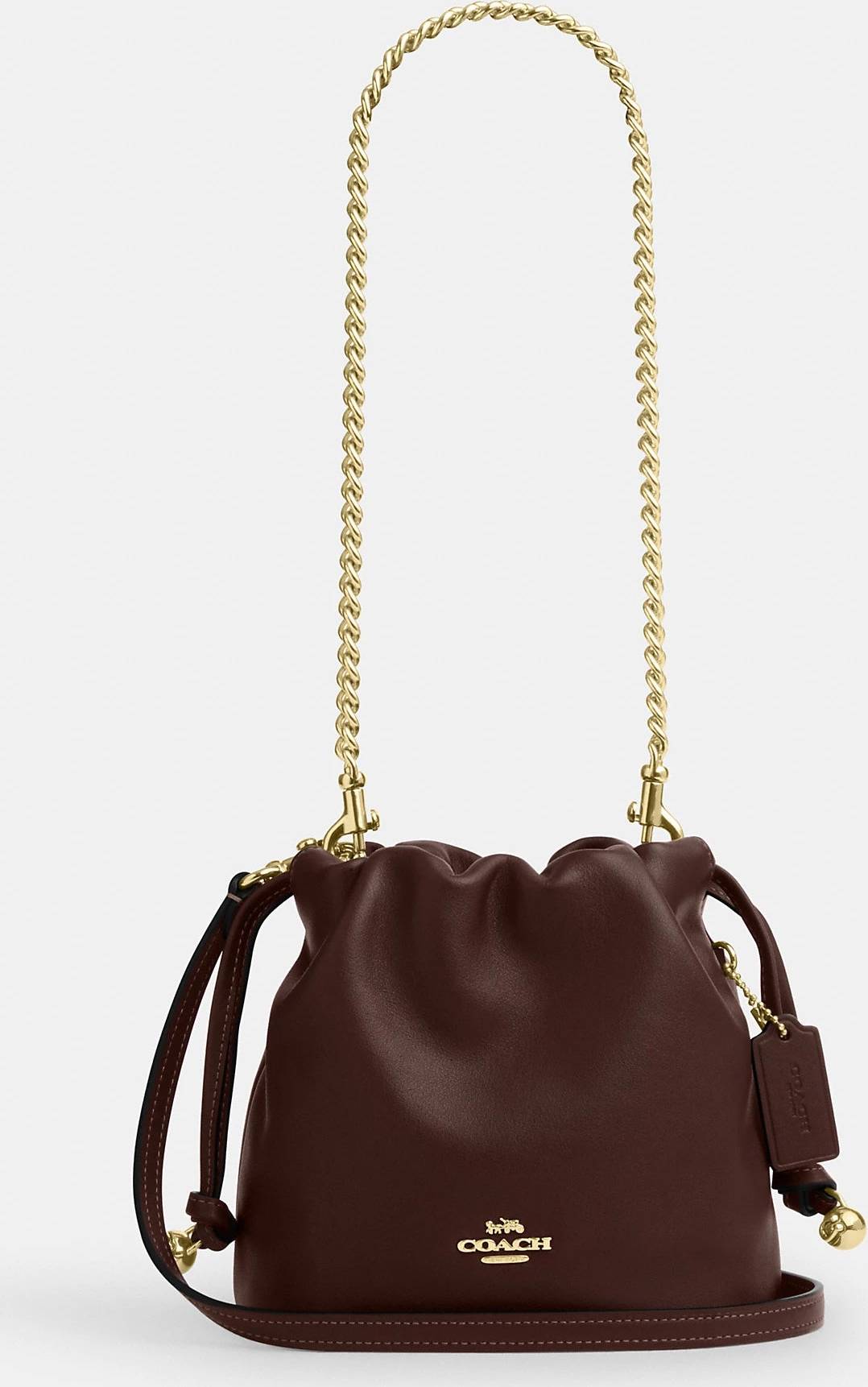 Coach Outlet Faye Mini Drawstring Bag With Ruching - Gold/Maple