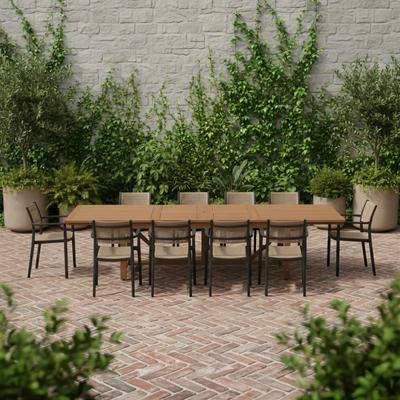 Outdoor chairs for table Amazonia 13-Piece Outdoor Rectangular Extendable Table Chairs Teak